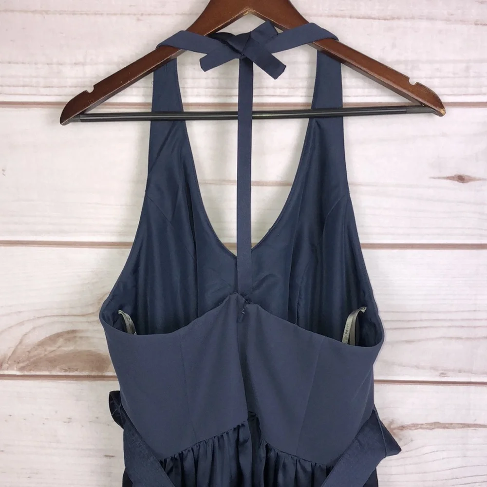 Vera Wang White Short Midnight T-Strap Halter Bridesmaid Dress - Size 14 - Picture 7 of 13